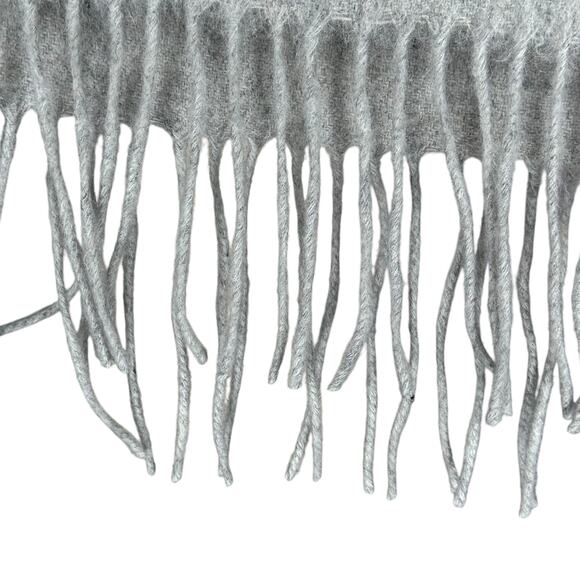 ACNE STUDIOS Gray Virgin Wool Fringe Rectangle Blanket Scarf Oversized Knit - Picture 5 of 6